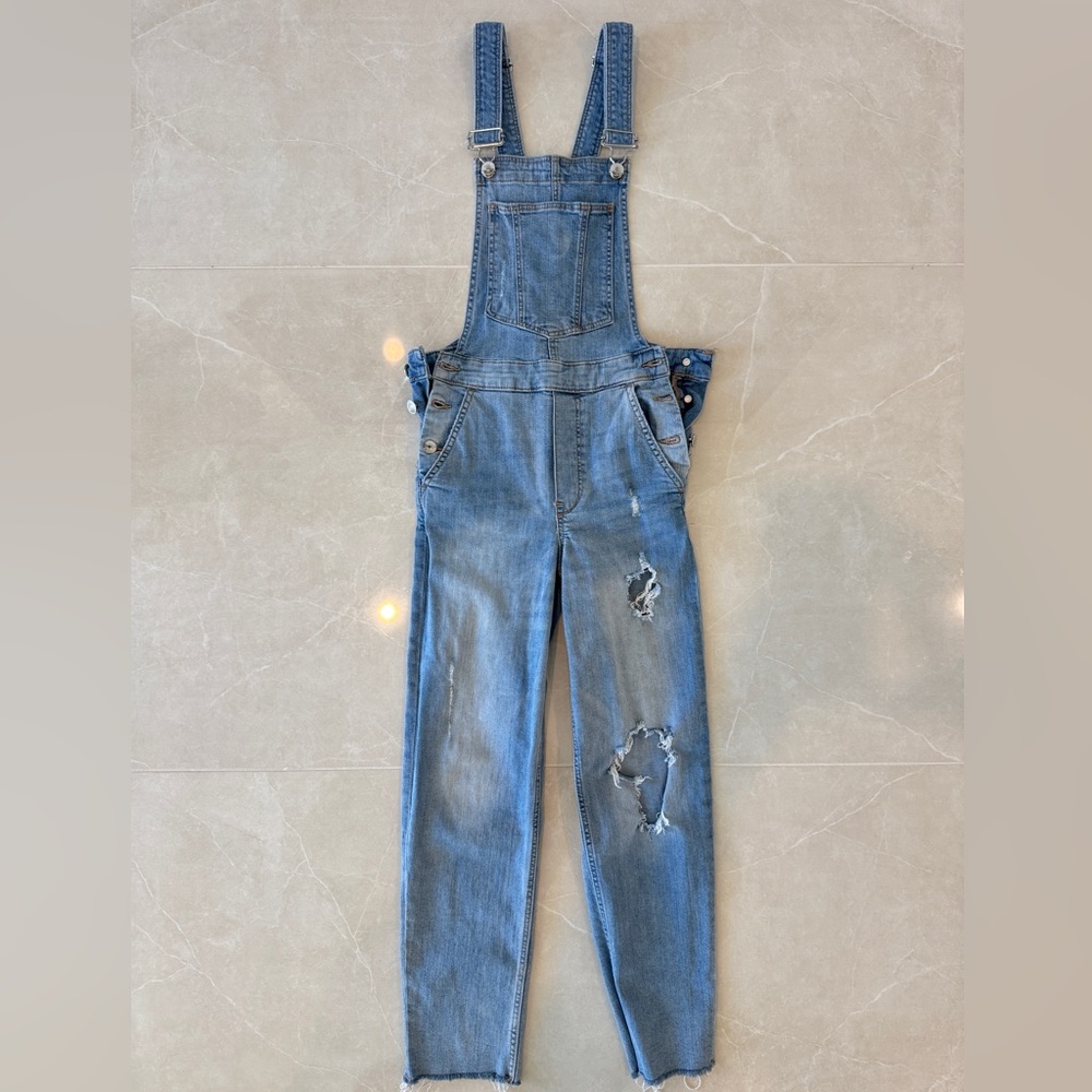 H&M Distressed Denim Overalls